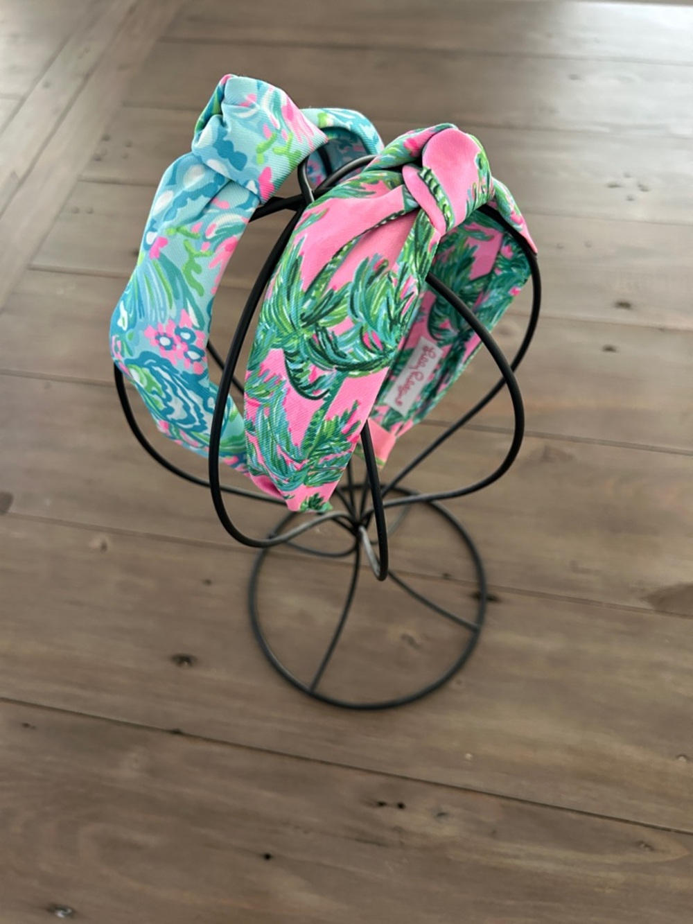 Lilly Pulitzer Twist Knot Headbands TWO Pink and Palm Trees and Baby Blue